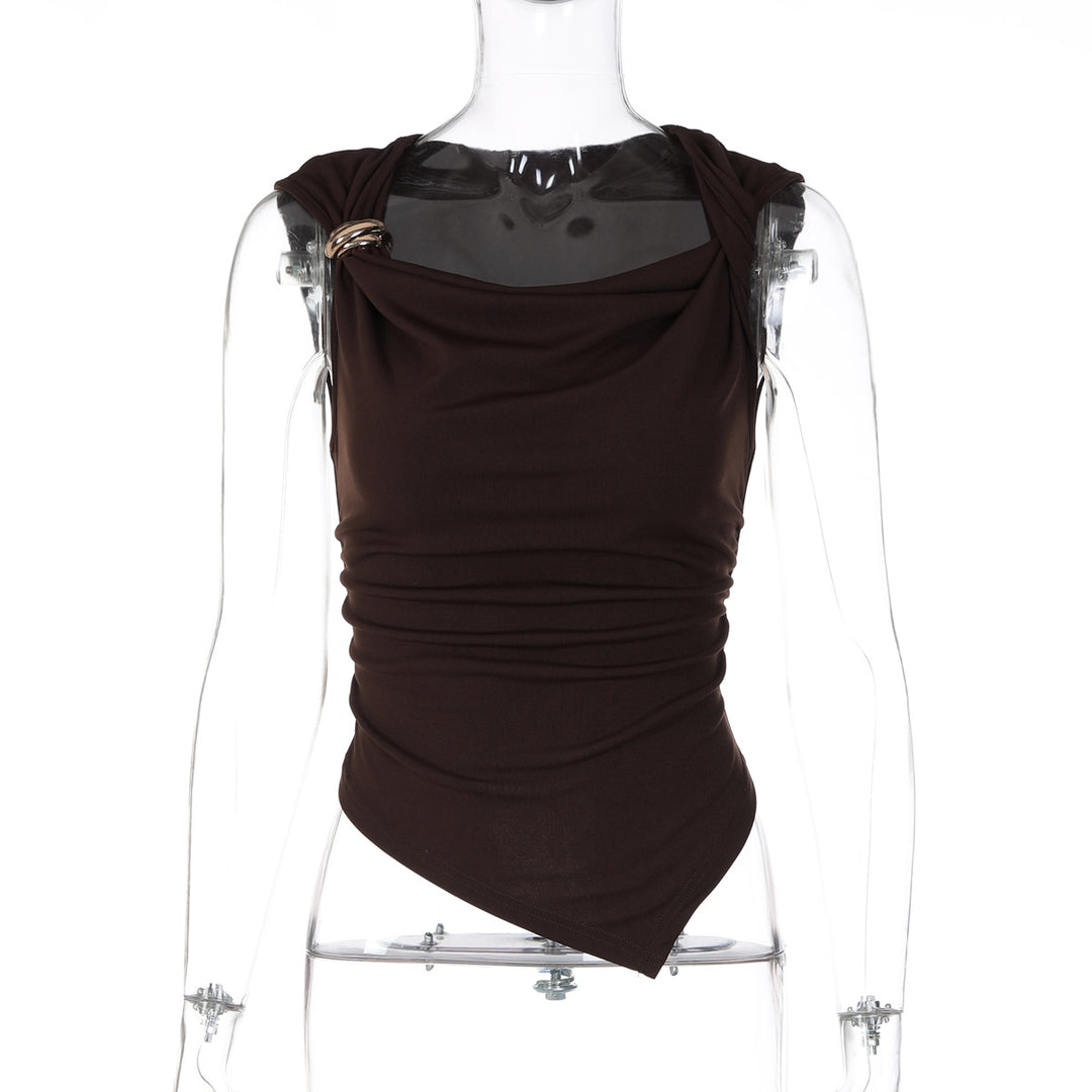 Damen elegantes drapiertes Top mit asymmetrischem Saum und dekorativem Detail Echo Archiv