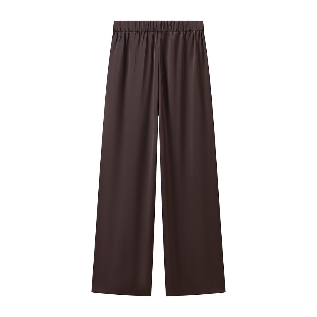 Damen Weite Palazzo-Hose mit Elastikbund und fließender Satinoptik Echo Archiv