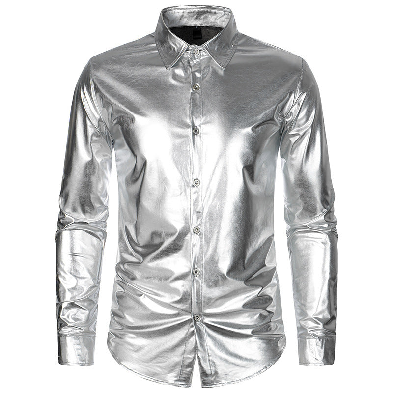 Herren Glamouröses Metallic-Oberhemd Echoarchiv