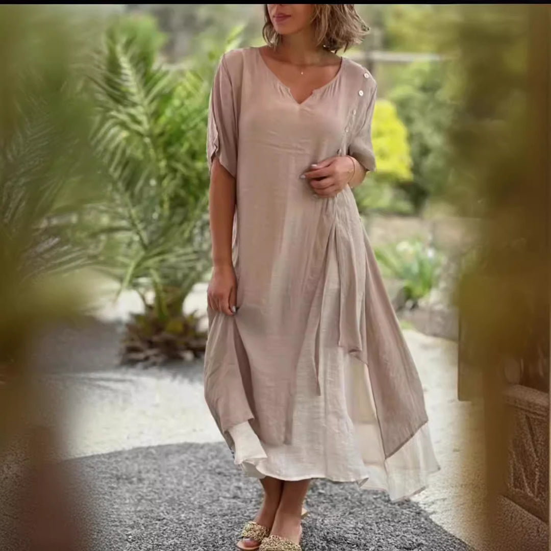 Damen Midi-Kleid mit seitlichem Schlitz und knöpfbarem Detail Echo Archiv
