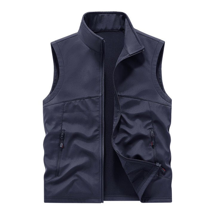 Herren atmungsaktives Softshell-Outdoorsanweste mit hochschließendem Stehkragen und fleecegefüttertem Innenraum – Marzano