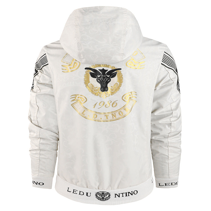 Herren nan leichte Kapuzenjacke mit gestreiftem Innenfutter, Logo-Ärmelprint und elastischem Saum Echo Archiv