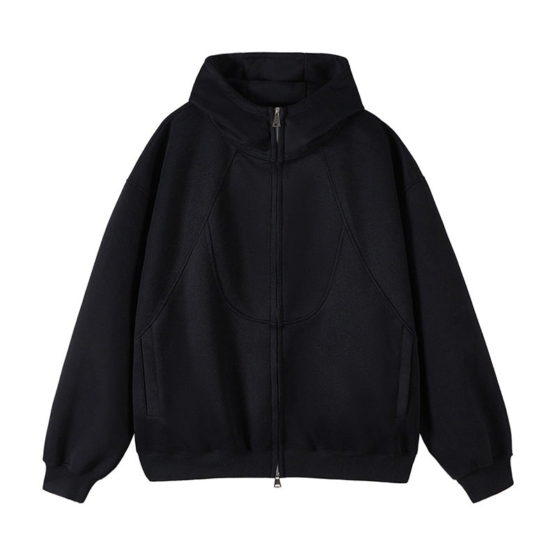 Unisex Oversize-Kapuzen-Sweatjacke mit hohem Stehkragen und durchgehendem Reißverschluss Echo Archiv