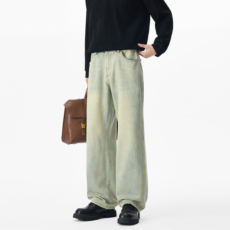 Herren Locker geschnittene Denim-Jeans mit weitem Bein und soften Vintage-Fade Echo Archiv