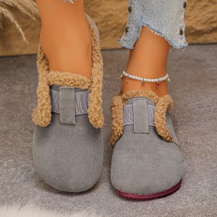 Damen Gefütterte Velours‑Slipper mit Teddybesatz und flexibler Gummisohle Echo Archiv