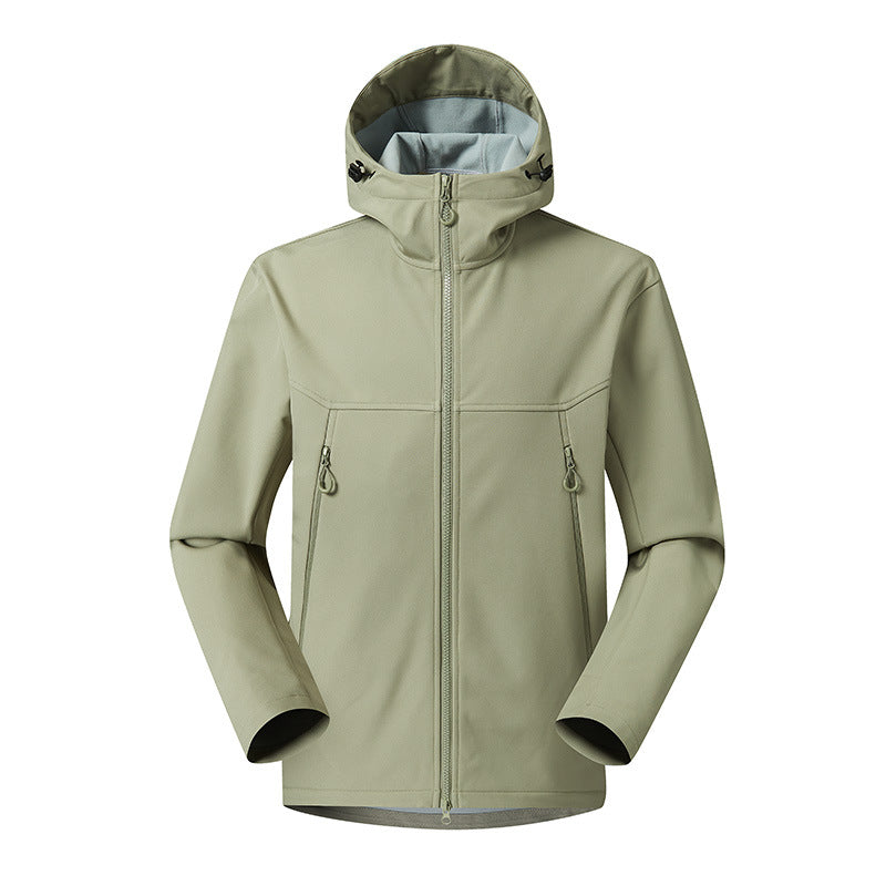 Herren Minimalistische Softshell-Hoodie mit atmungsaktiver Membran, verdeckten Reißverschlusstaschen und ergonomischem Schnitt Echo Archiv