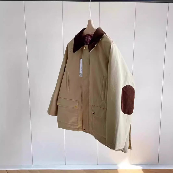 Damen Stylische Übergangsjacke mit kontrastierenden Ellbogenpatches Echoarchiv