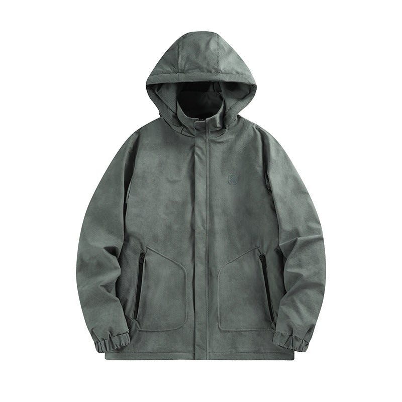 Herren Wasserdichte Kapuzen-Softshelljacke mit mattierter Oberfläche und verdecktem Reißverschluss Echoarchiv