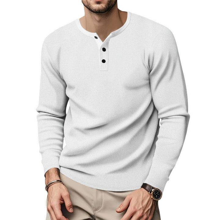 Herren Langarm Henley-Shirt aus atmungsaktivem Baumwollmix Echoarchiv