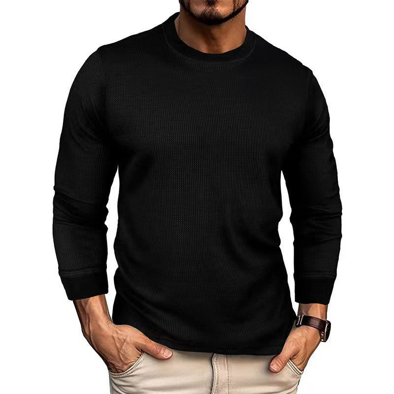 Herren Modisches Langarmshirt mit strukturierter Ripp-Optik Echoarchiv