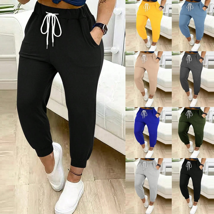 Damen Lässige Jogginghose mit Kordelzug, elastischem Komfortbund und schmalem Bündchen Echoarchiv