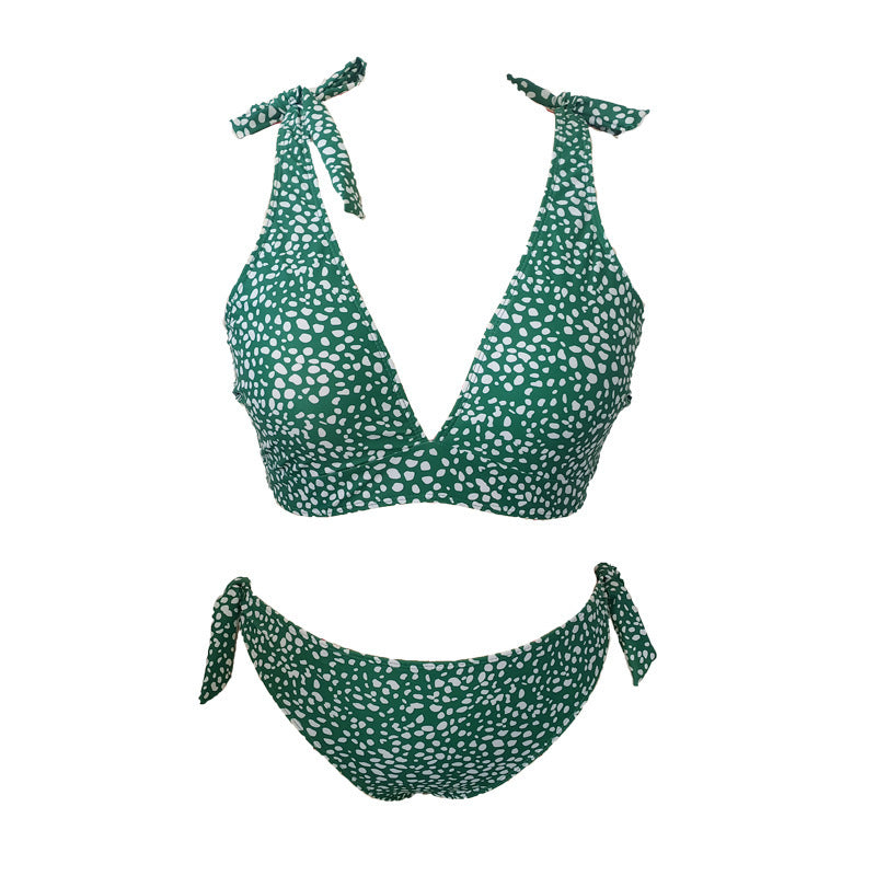 Damen Triangel-Bikini mit verspielten Schleifen und modischem Muster Echo Archiv