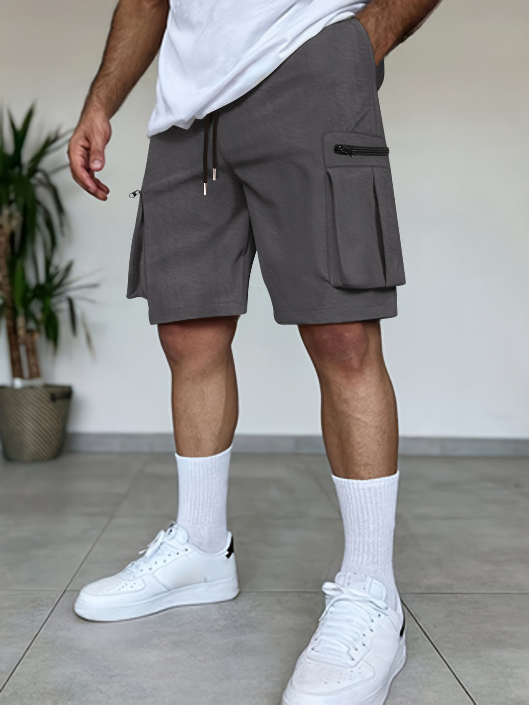 Herren Utility Cargo Shorts mit Reißverschluss Taschen Echoarchiv
