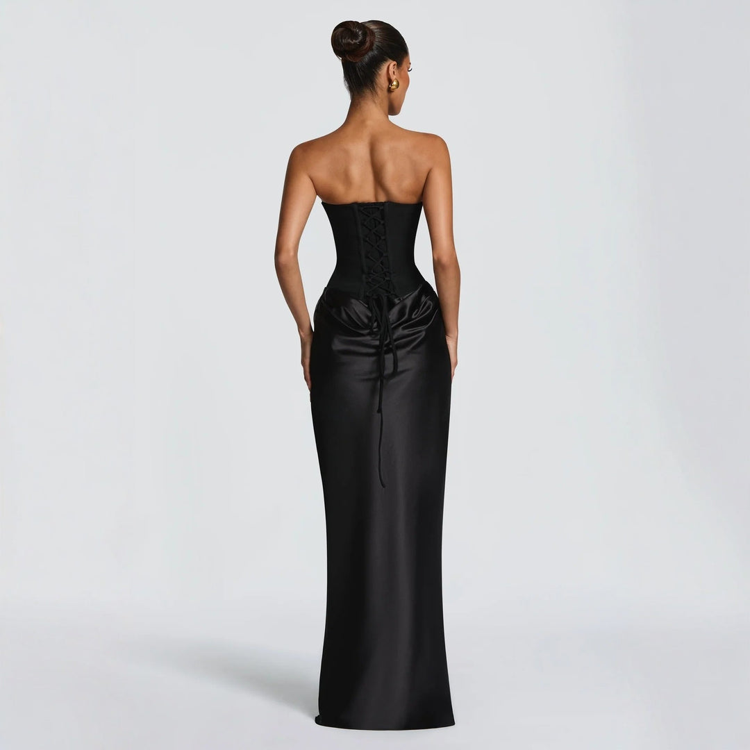Damen Hochwertiges Abendkleid mit elegantem Bustier-Oberteil und drapiertem Rock Echo Archiv