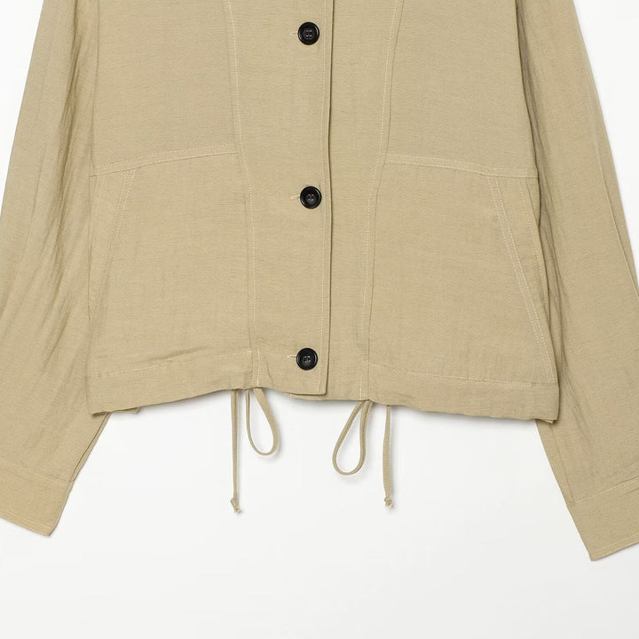 Damen Oversize Cropped Utility‑Jacke mit hohem Stehkragen, Schulterklappen und Tunnelzug Echo Archiv