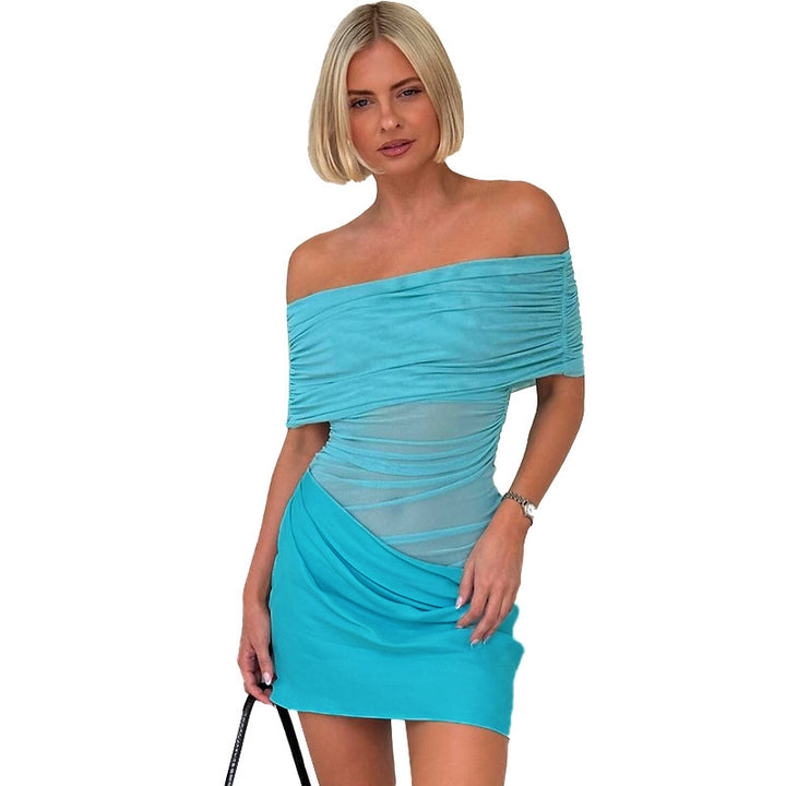 Damen Off-Shoulder Mini-Kleid mit Rüschendetails und figurbetonter Silhouette Echo Archiv