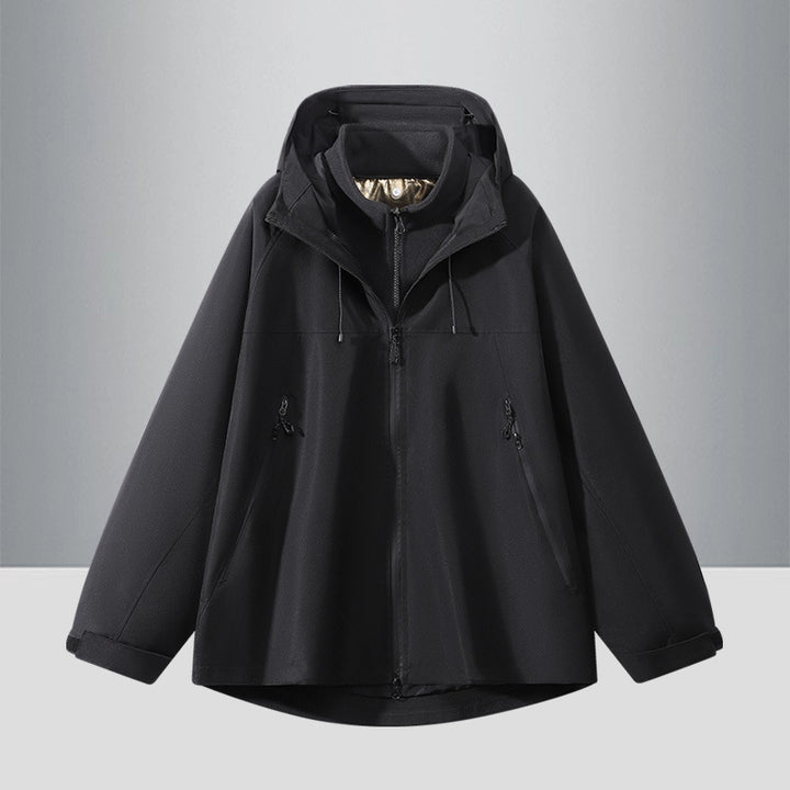 Herren Zweifarbige Softshell-Hybridjacke mit Kapuze, verlängerter Rücken und wasserabweisenden Reißverschlüssen Echo Archiv