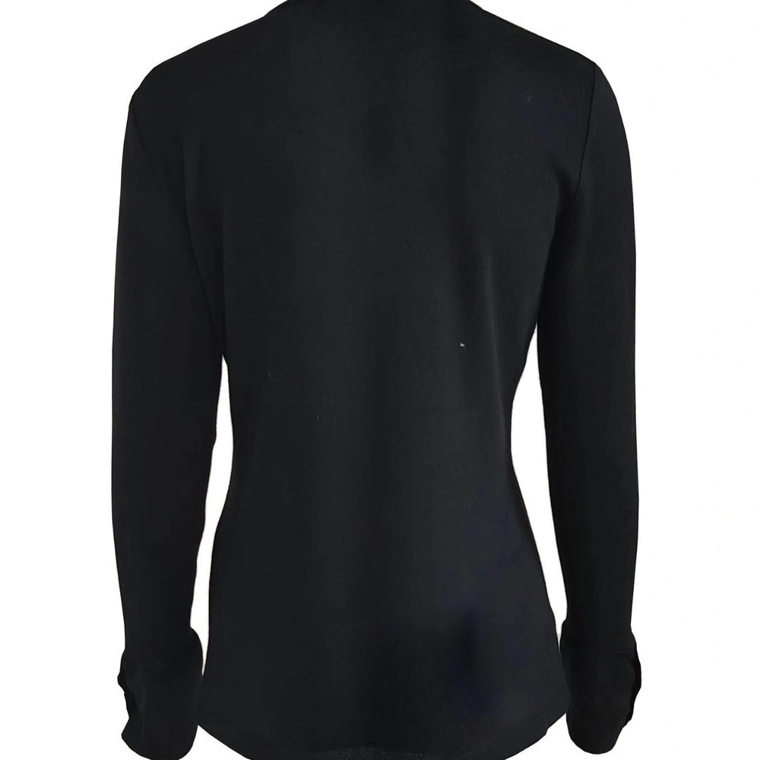 Damen Enganliegendes Langarmshirt mit Zierknöpfen an den Ärmelabschlüssen – Avérine