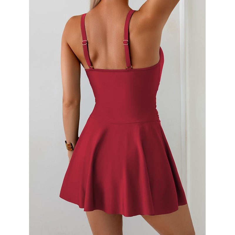 Damen eleganter Badeanzug mit rüschiertem Rock Echo Archiv