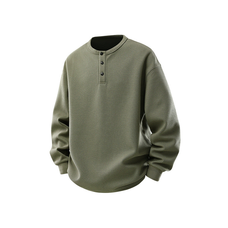 Herren Waffelstruktur-Henley-Thermashirt mit Knopfleiste und Relaxed-Fit Echo Archiv