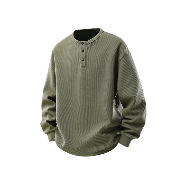 Herren Waffelstruktur-Henley-Thermashirt mit Knopfleiste und Relaxed-Fit Echo Archiv