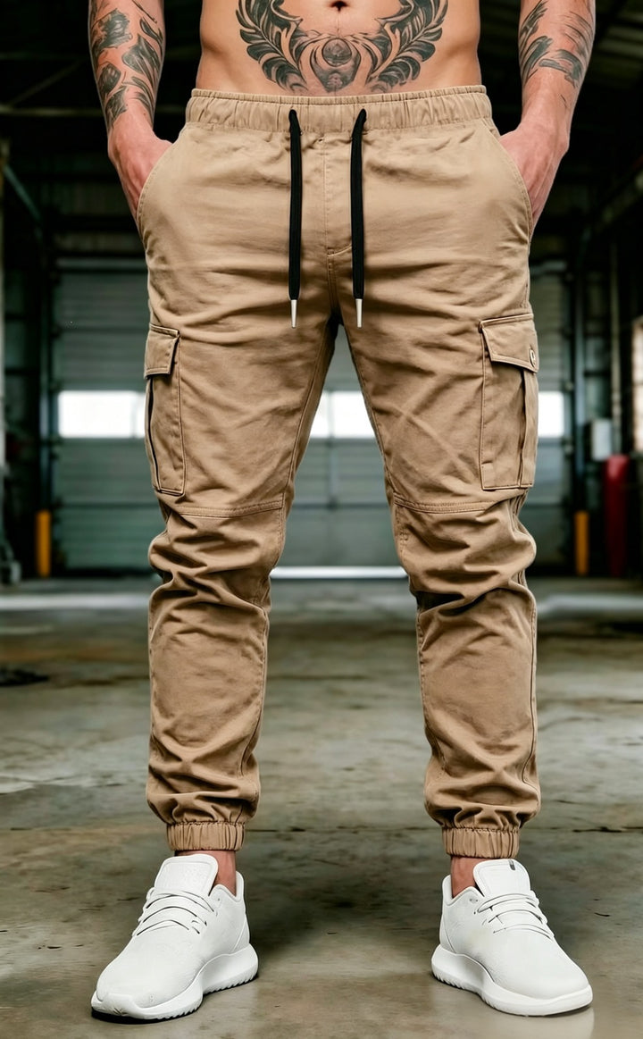Herren Tapered Cargo-Jogginghose mit elastischem Saum, Kordelzug & Multifunktions‑Taschen Echo Archiv