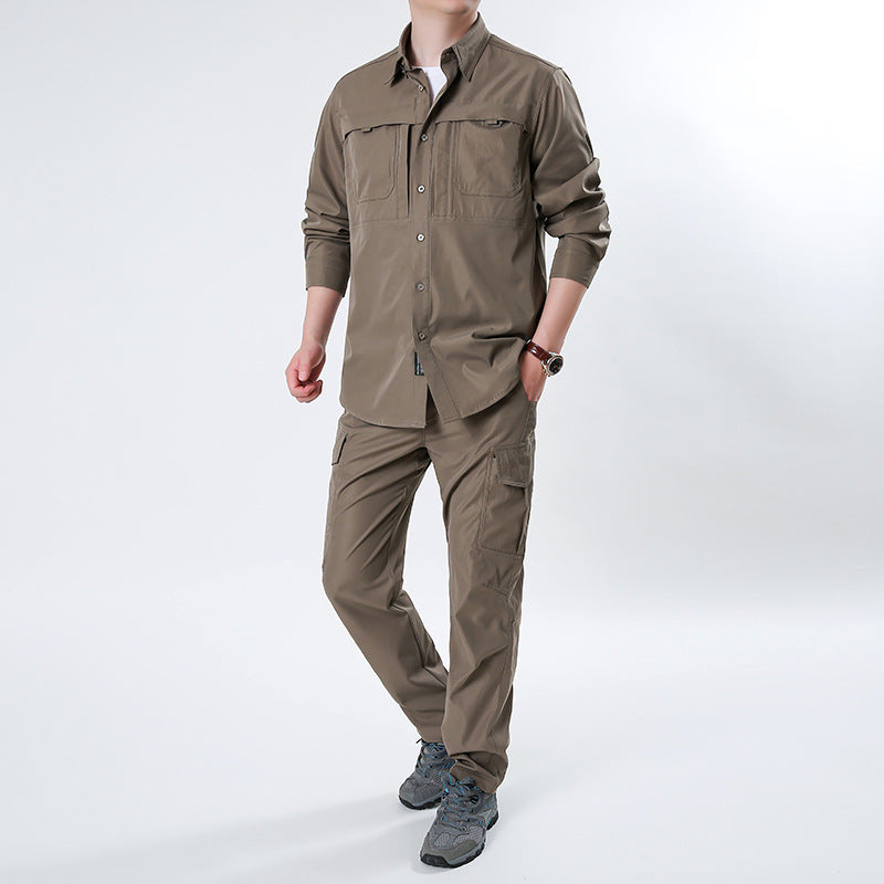 Herren nan leichtes Ripstop-Cargo-Hemd mit passender Cargohose Set für Outdoor und Trekking Echo Archiv