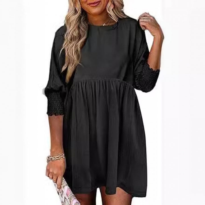 Damen Lockeres Babydoll-Kleid mit Ballonärmeln und geraffter Taille Echo Archiv