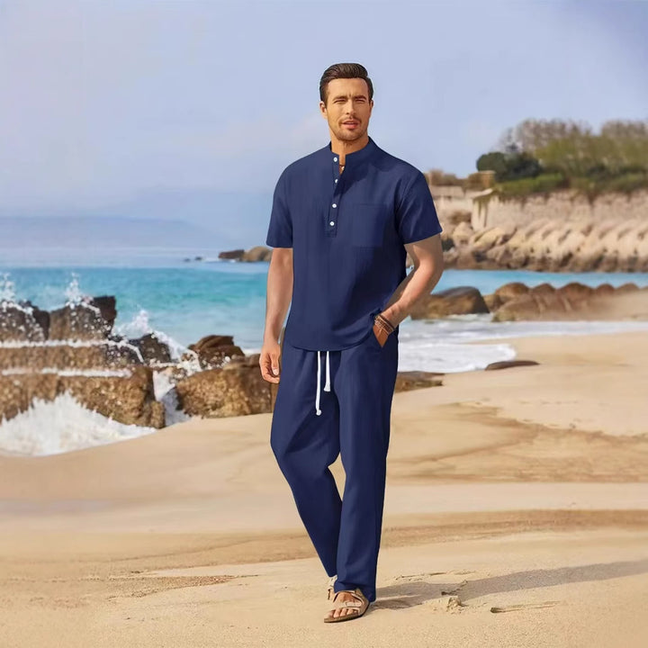 Herren lässiges Strandoutfit mit Knopfdetail und elastischem Bund Echoarchiv