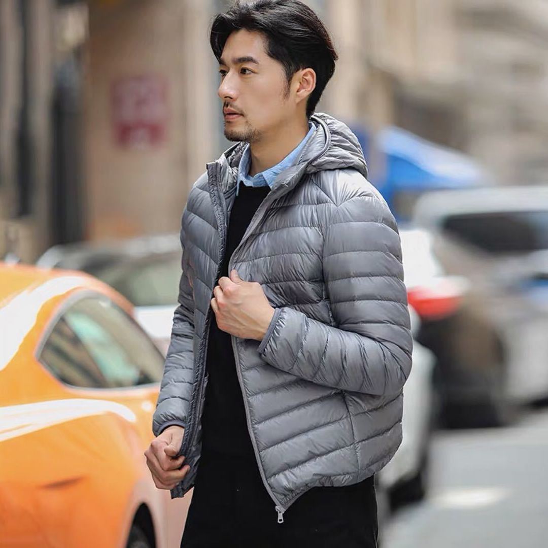 Herren Ultraleichte gesteppte Kapuzenjacke mit windabweisender Hülle und Kompaktpackfunktion Echoarchiv