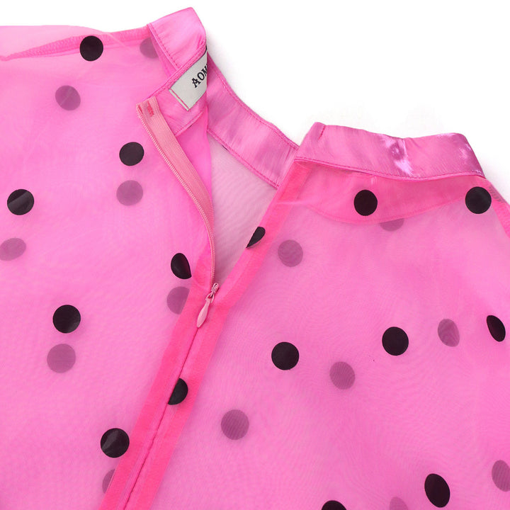 Damen Transparentes Polka-Punkte Kleid mit Rüschensaum Echo Archiv