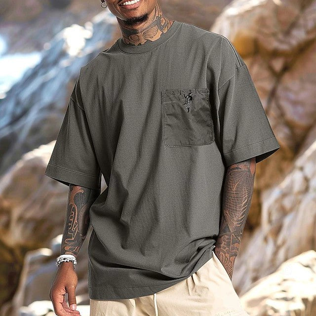 Herren Oversize T-Shirt mit Brusttasche und lässigem Schnitt Echoarchiv