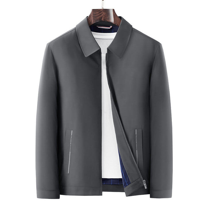 Herren Minimalistische leichte Übergangsjacke mit Hemdkragen, verdecktem Reißverschluss & seitlichen Reißverschlusstaschen Echoarchiv