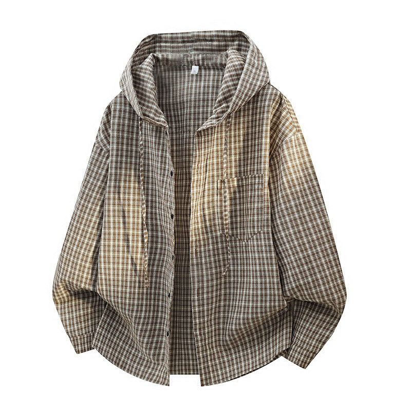Herren Karierter Overshirt-Hoodie aus Baumwollmix mit Kapuze & Relaxed-Fit Echo Archiv