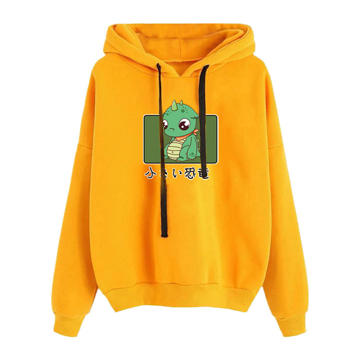 Damen kurz geschnittener Cropped-Kapuzenpullover mit niedlicher Frosch-Illustration und verstellbarer Kapuze – Auréline