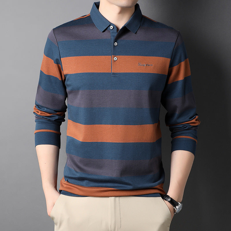 Herren langärmliges Polohemd mit gestreiftem Design Echoarchiv