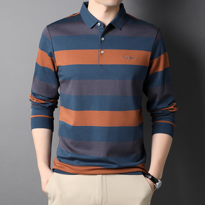 Herren langärmliges Polohemd mit gestreiftem Design Echoarchiv