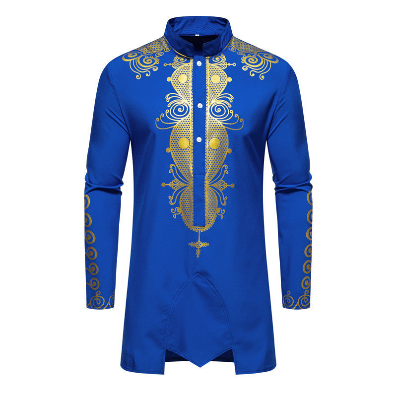 Herren Lange Tunika mit Stehkragen und goldverziertem Ornament Echo Archiv