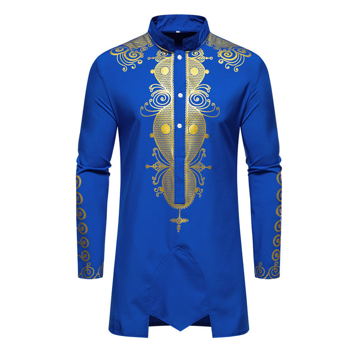 Herren Lange Tunika mit Stehkragen und goldverziertem Ornament Echo Archiv