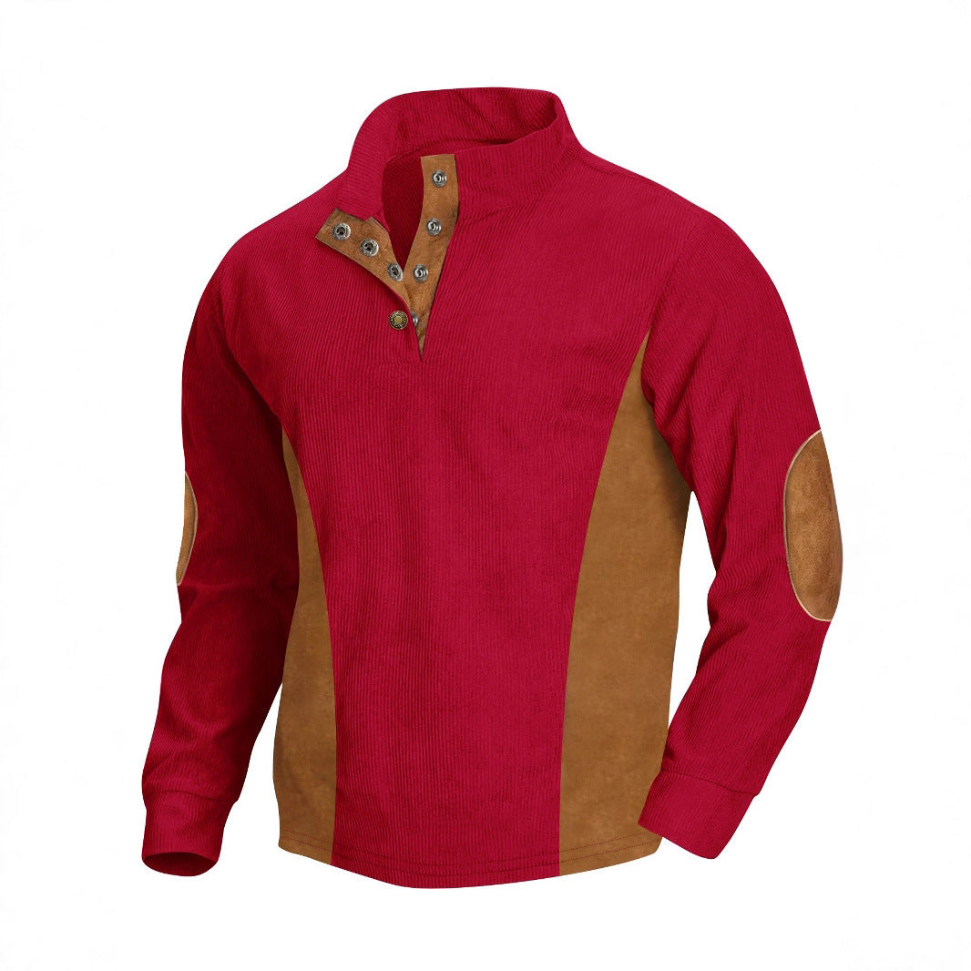 Herren stylisches Langarm-Shirt mit modernes Ripp-Design und eleganten Knopfdetails Echoarchiv
