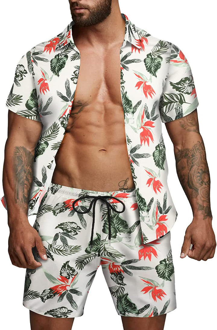 Herren kurzärmliges Hemd und Badeshorts Set Echoarchiv