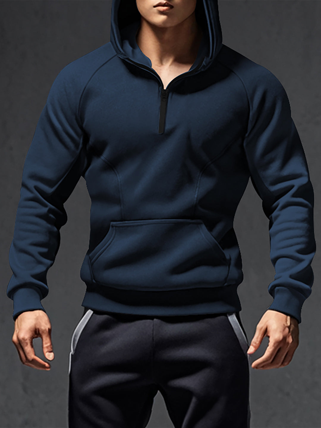 Herren sportlicher Hoodie mit halbem Reißverschluss Echoarchiv