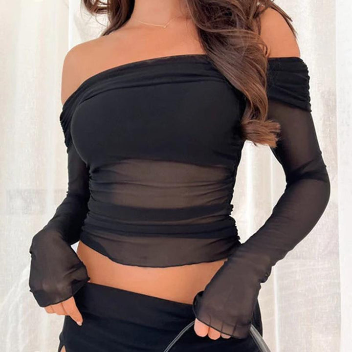 Damen Transparente Longsleeve Bluse mit weitem Ärmel Echo Archiv