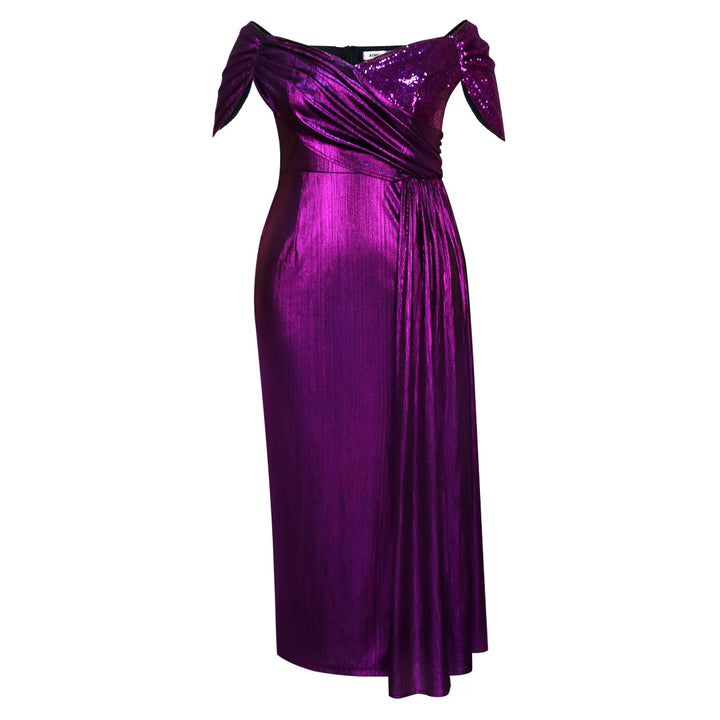 Damen Elegantes Abendkleid mit schimmerndem Wickel-Design und Zierpailletten Echo Archiv