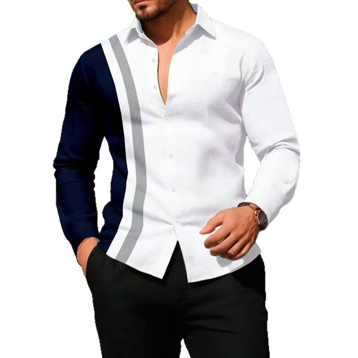 Herren Langarmhemd mit modernem, asymmetrischem Design und Farbblock-Details Echoarchiv