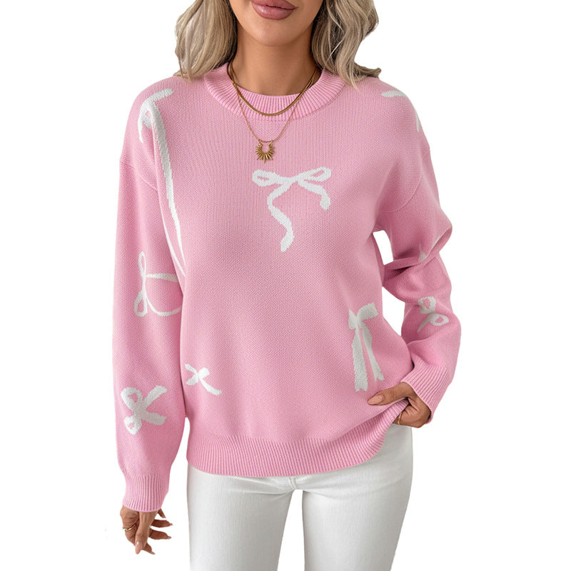 Damen Verspielter Pullover mit Schleifenmotiven Echo Archiv