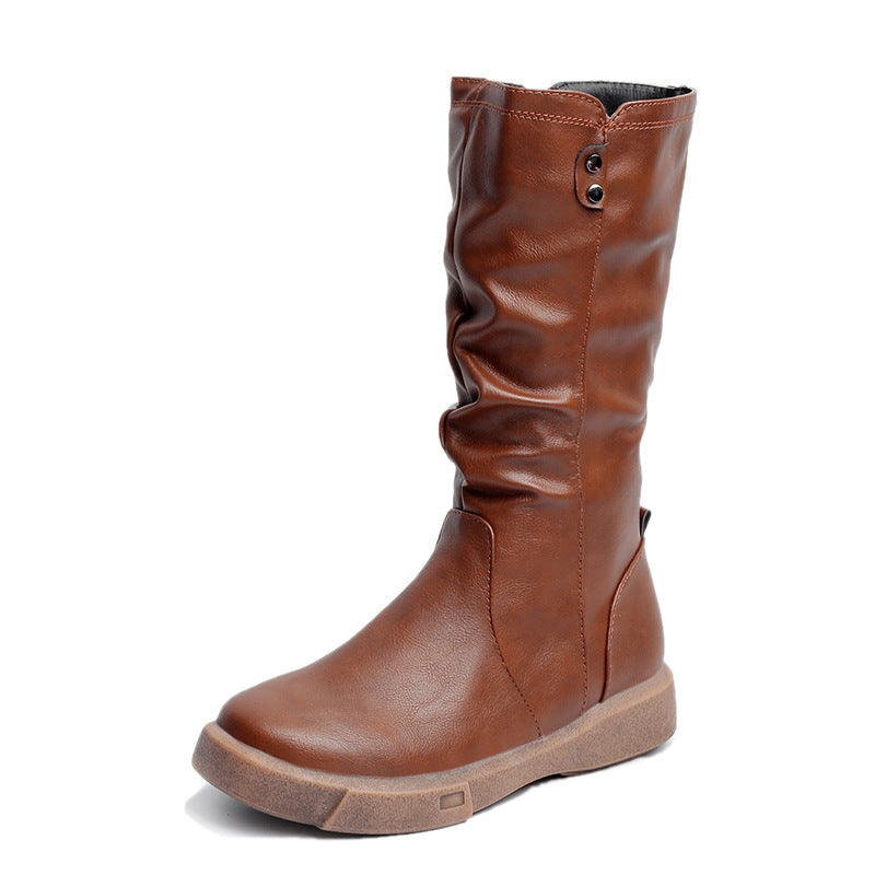 Damen nan komfortabler Slouch-Stiefel mit wadenhohem Schaft weichem Kunstleder und leichter Plateau-Laufsohle Echo Archiv