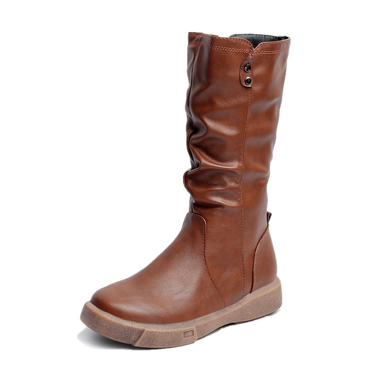 Damen nan komfortabler Slouch-Stiefel mit wadenhohem Schaft weichem Kunstleder und leichter Plateau-Laufsohle Echo Archiv