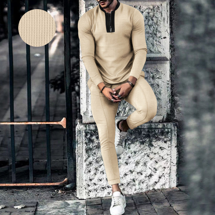 Herren Sportliches Langarm-Thermooberteil mit Reißverschluss und eng anliegendem Schnitt Echoarchiv