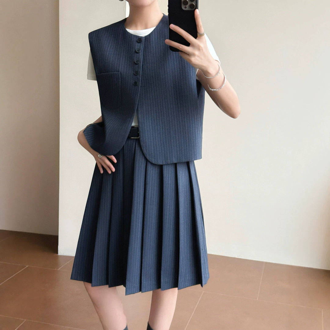 Damen Elegante Blazer-Weste mit gestreiftem Design Echoarchiv